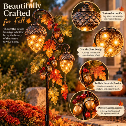 🔥 Last Day 49% Off-🍁 Autumn Acorn Glow™ – Solar Double Acorn Garden Stake Light