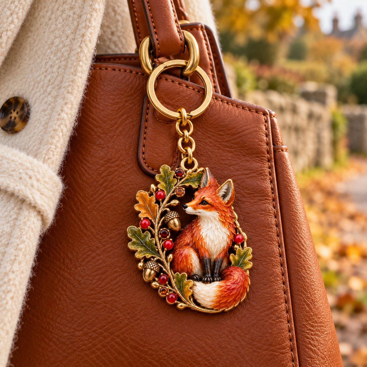 Autumn Woodland Fox 🍂 Oak & Berry Keepsake Keyring