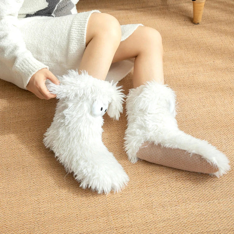 💗last Day Sale 50% Off⚡50k+ Sold💕women's Plush Slippers Socks Floor Socks Winter Home Indoor Thickened Fleece-lined Anti-slip Adult Women's Plush Snow Socks Shoe Covers