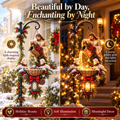 🔥last Day 48% Off-✝️✨ Jesus Blessing Hanging Fountain – Lighted Christian Christmas Garden Decor