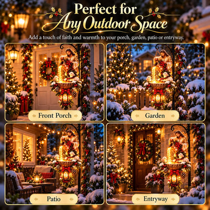 🔥last Day 50% Off-✝️✨ Jesus Blessing Hanging Fountain – Lighted Christian Christmas Garden Decor