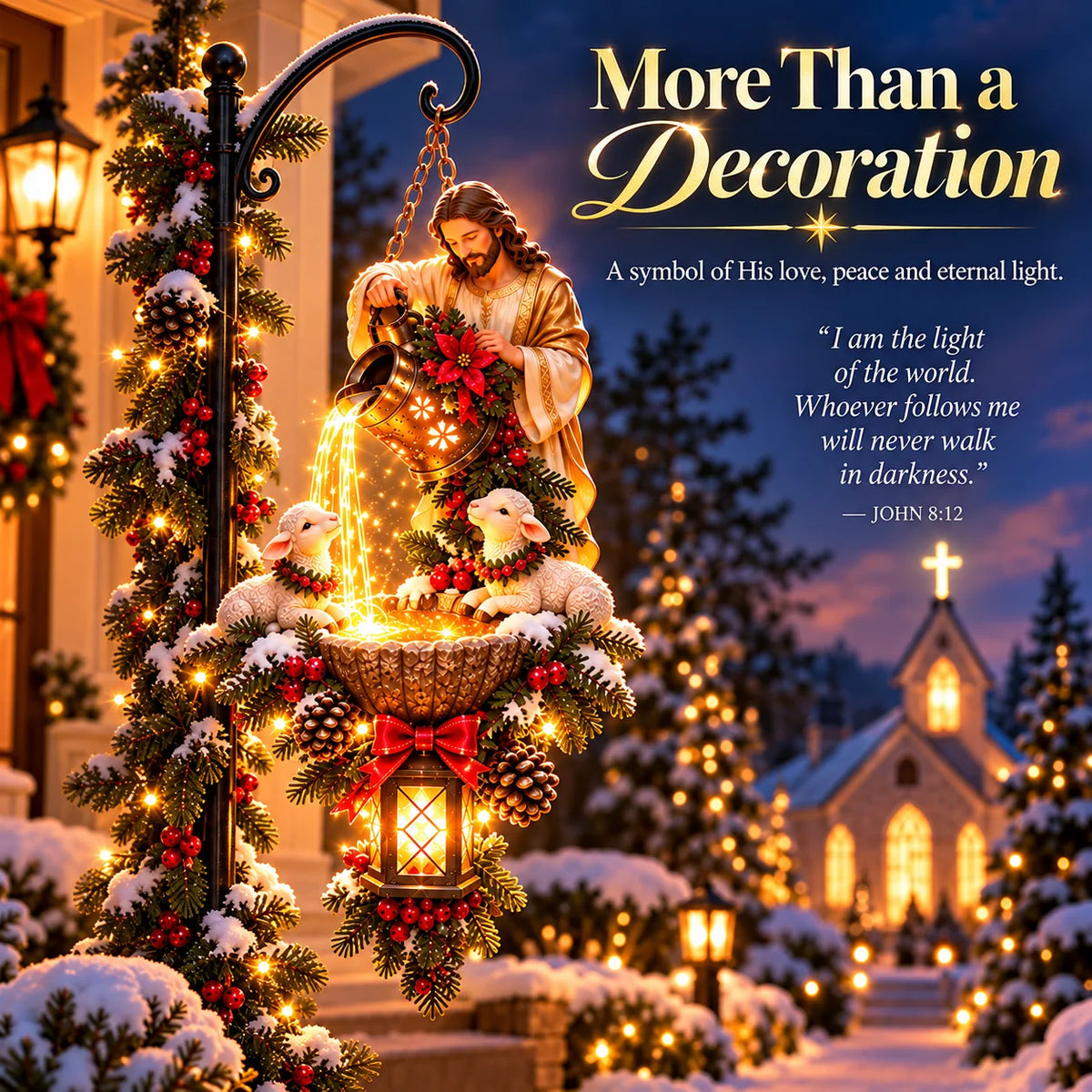 🔥last Day 50% Off-✝️✨ Jesus Blessing Hanging Fountain – Lighted Christian Christmas Garden Decor