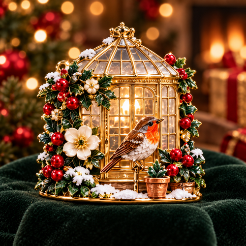 🎄❄️Christmas Winter Greenhouse Robin Brooch 🎄❄️