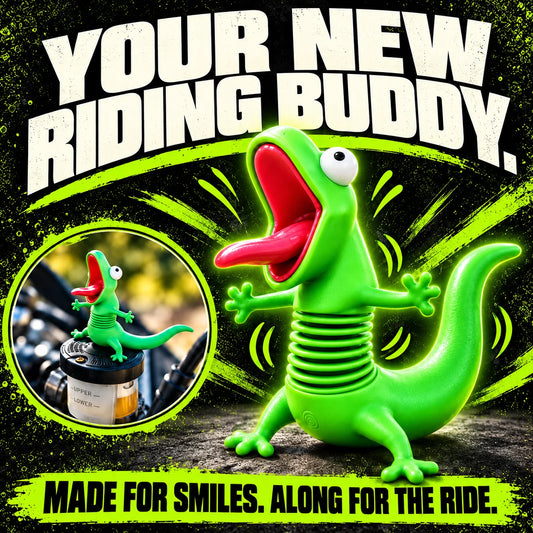 ⭐🦎🏍Wobbly Riding Buddy – Car & Motorcycle Decor