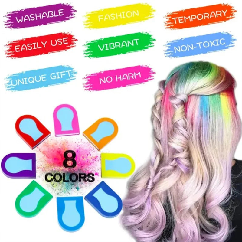 🥳2026 Top Pick🥳 Hair Color Powder Set – 8 Shades, Even Coverage, Water-soluble – Gentle On Hair, Vivid Pure Colors – Perfect For Parties & Events! 🌈💨