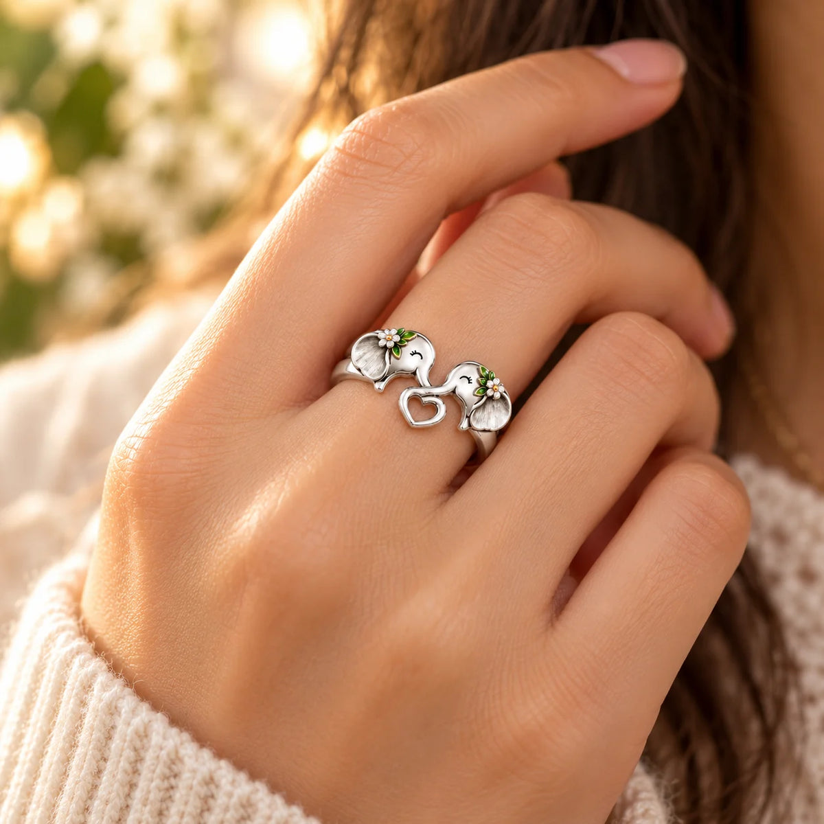 🐘 Pure Silver Elephant Heart Ring – Meaningful Sisterhood & Best Friend Gift With Message Card