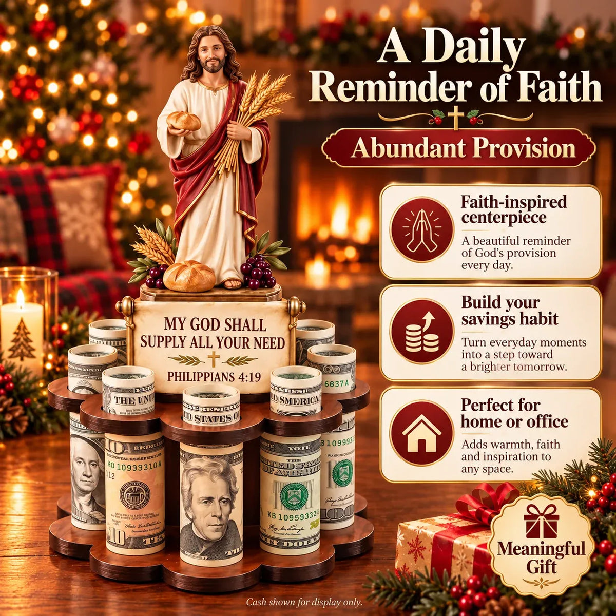 🙏 Bible Verse Savings Challenge Stand – Christian Cash Organizer & Faith-inspired Gift