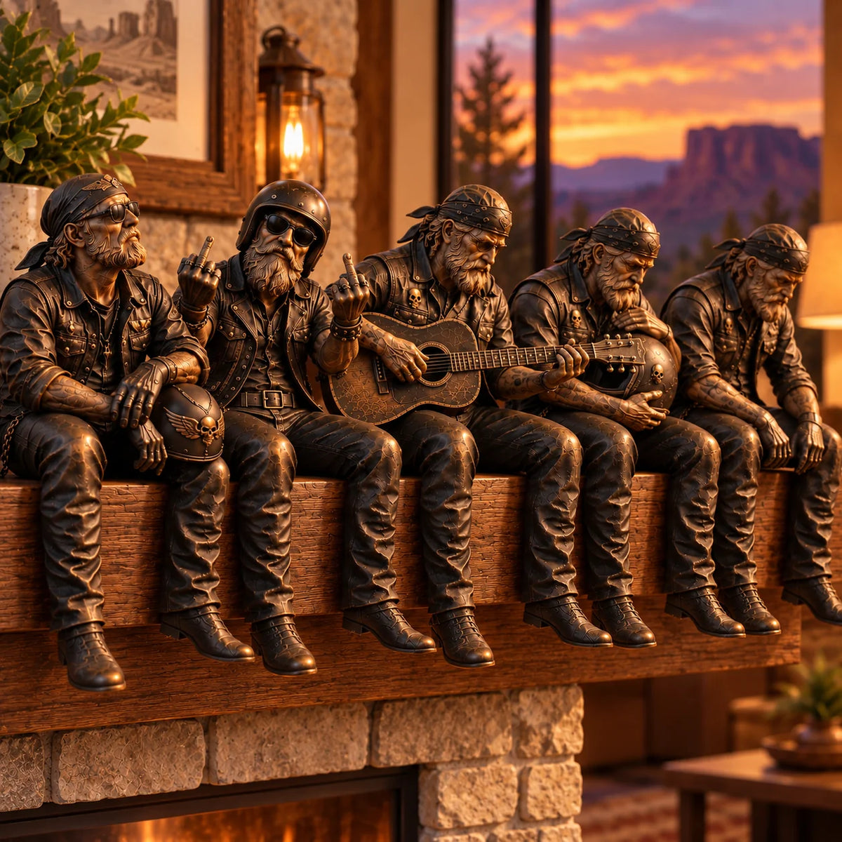 ⭐Old Biker Soul Shelf Sitter Collection – Rustic Motorcycle Rider Figurines For Men