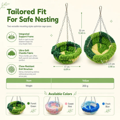 🐦 Limited-time 50% Off! 🧶 Warm Winter Bird Hanging Hammock – Cozy, Soft, Cage Decor ✨