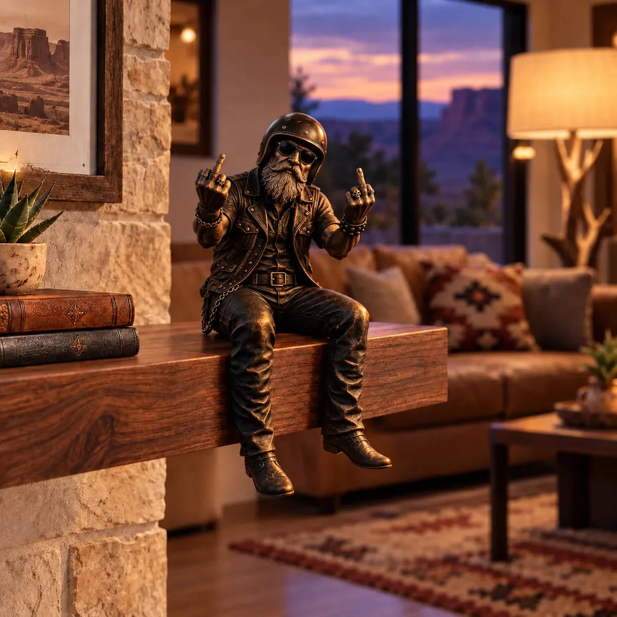 ⭐Old Biker Soul Shelf Sitter Collection – Rustic Motorcycle Rider Figurines For Men