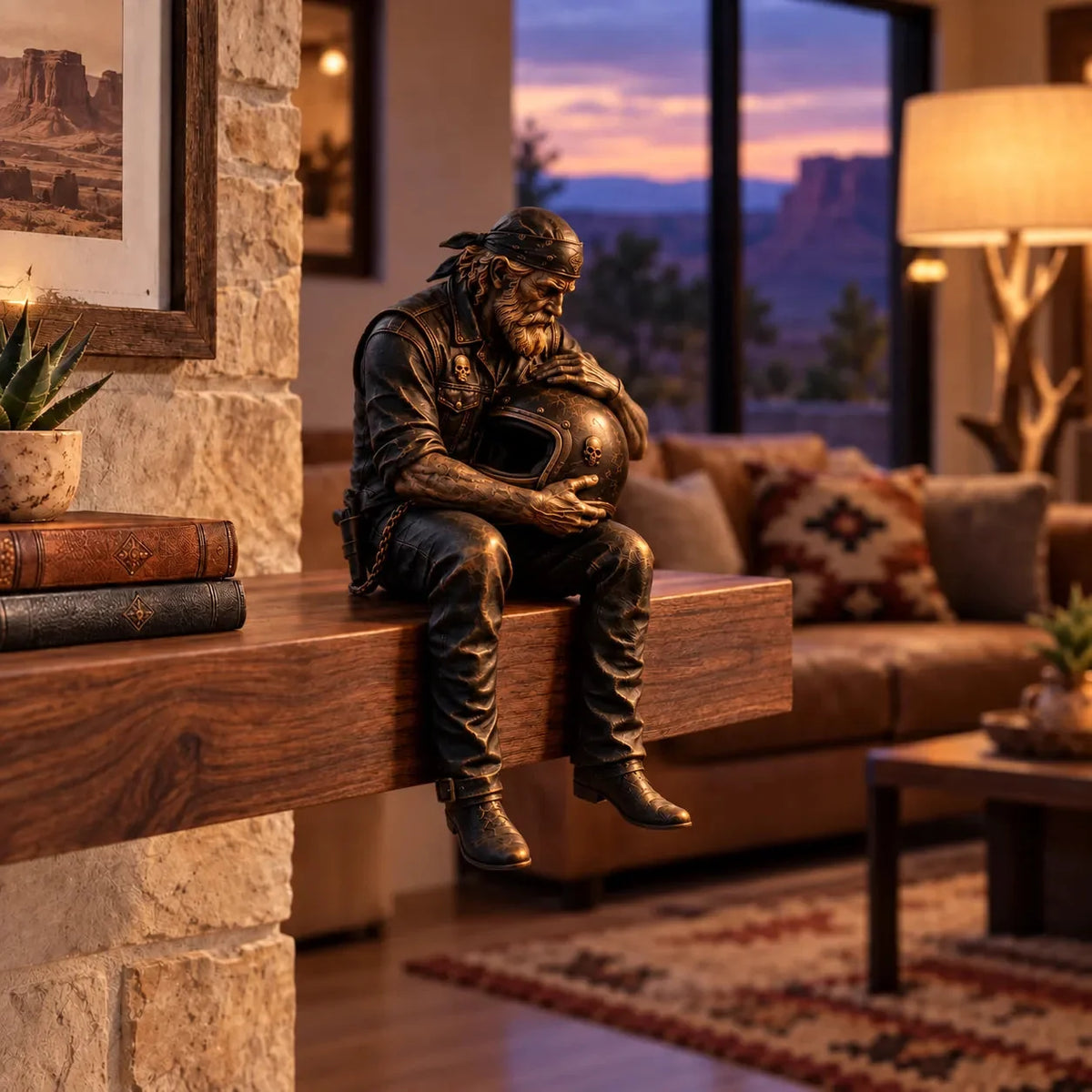 ⭐Old Biker Soul Shelf Sitter Collection – Rustic Motorcycle Rider Figurines For Men