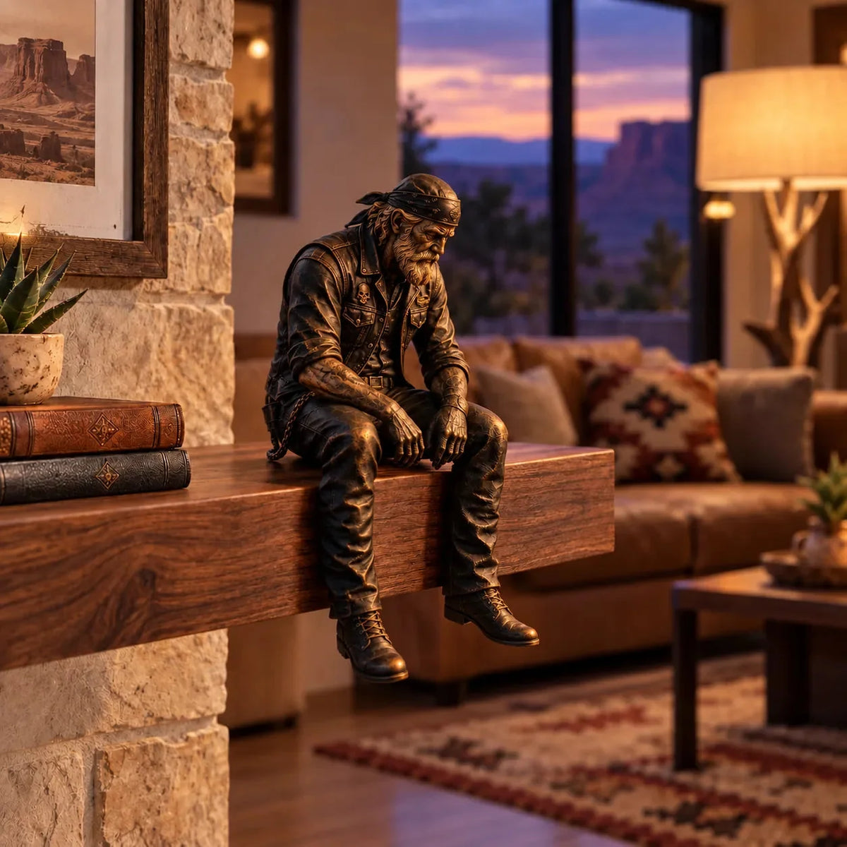 ⭐Old Biker Soul Shelf Sitter Collection – Rustic Motorcycle Rider Figurines For Men