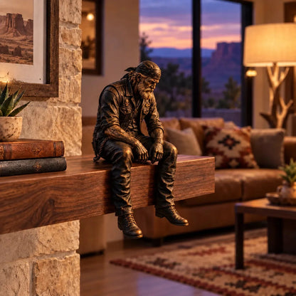 ⭐Old Biker Soul Shelf Sitter Collection – Rustic Motorcycle Rider Figurines For Men