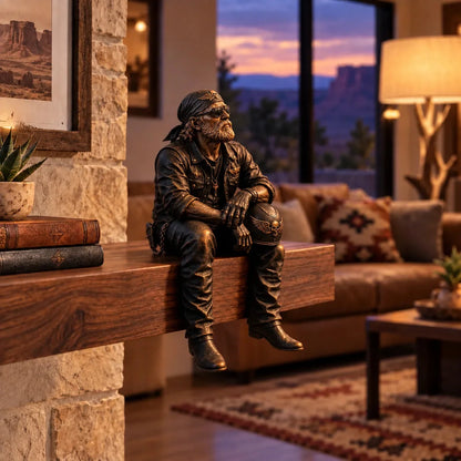 ⭐Old Biker Soul Shelf Sitter Collection – Rustic Motorcycle Rider Figurines For Men