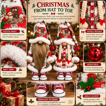 🎄 Festive Dwarf Couple Long Beard & Braided Hair Christmas Figurines🌟🌟