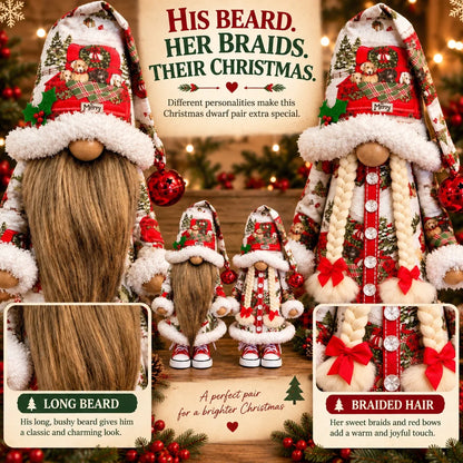 🎄 Festive Dwarf Couple Long Beard & Braided Hair Christmas Figurines🌟🌟