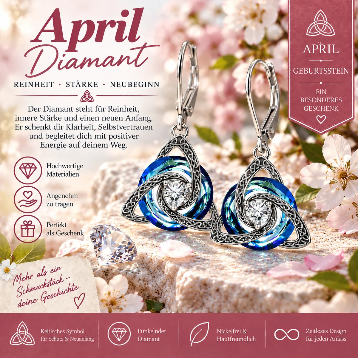 ✨ Celtic birthstone earrings – Timeless elegance with personal meaning