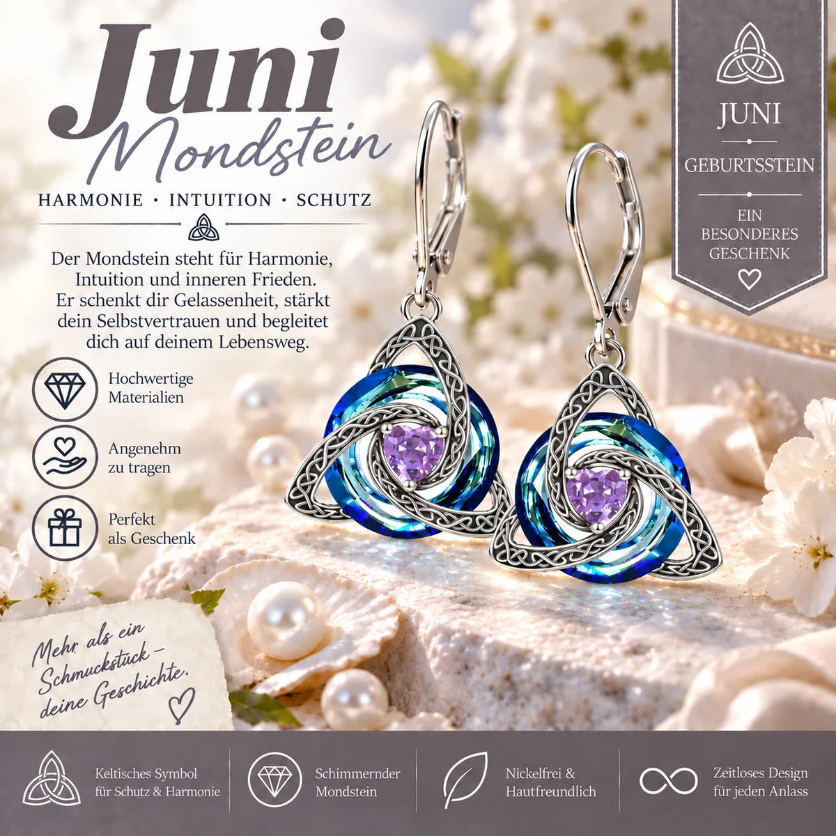 ✨ Celtic birthstone earrings – Timeless elegance with personal meaning