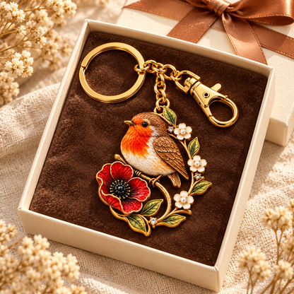 ROBIN & POPPY PEARL REMEMBRANCE KEYRING ❤️ A Gentle Tribute To Carry Every Day