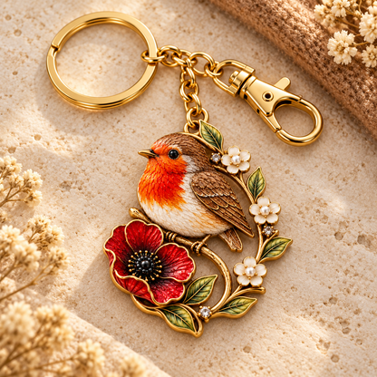 ROBIN & POPPY PEARL REMEMBRANCE KEYRING ❤️ A Gentle Tribute To Carry Every Day