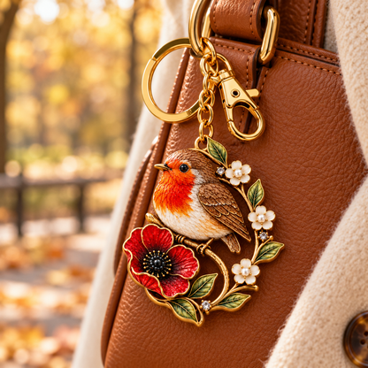 ROBIN & POPPY PEARL REMEMBRANCE KEYRING ❤️ A Gentle Tribute To Carry Every Day