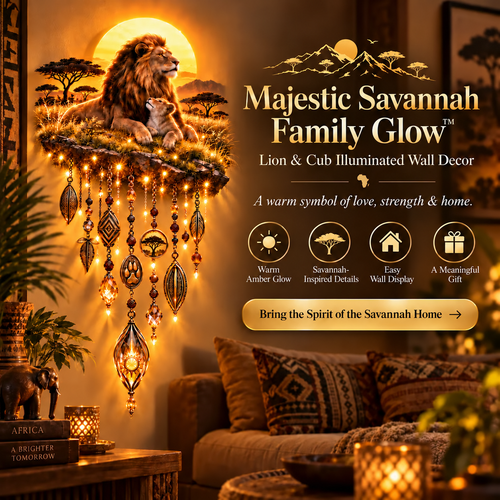 Majestic Savannah Family Glow™ – Lion & Cub Illuminated Wall Decor
