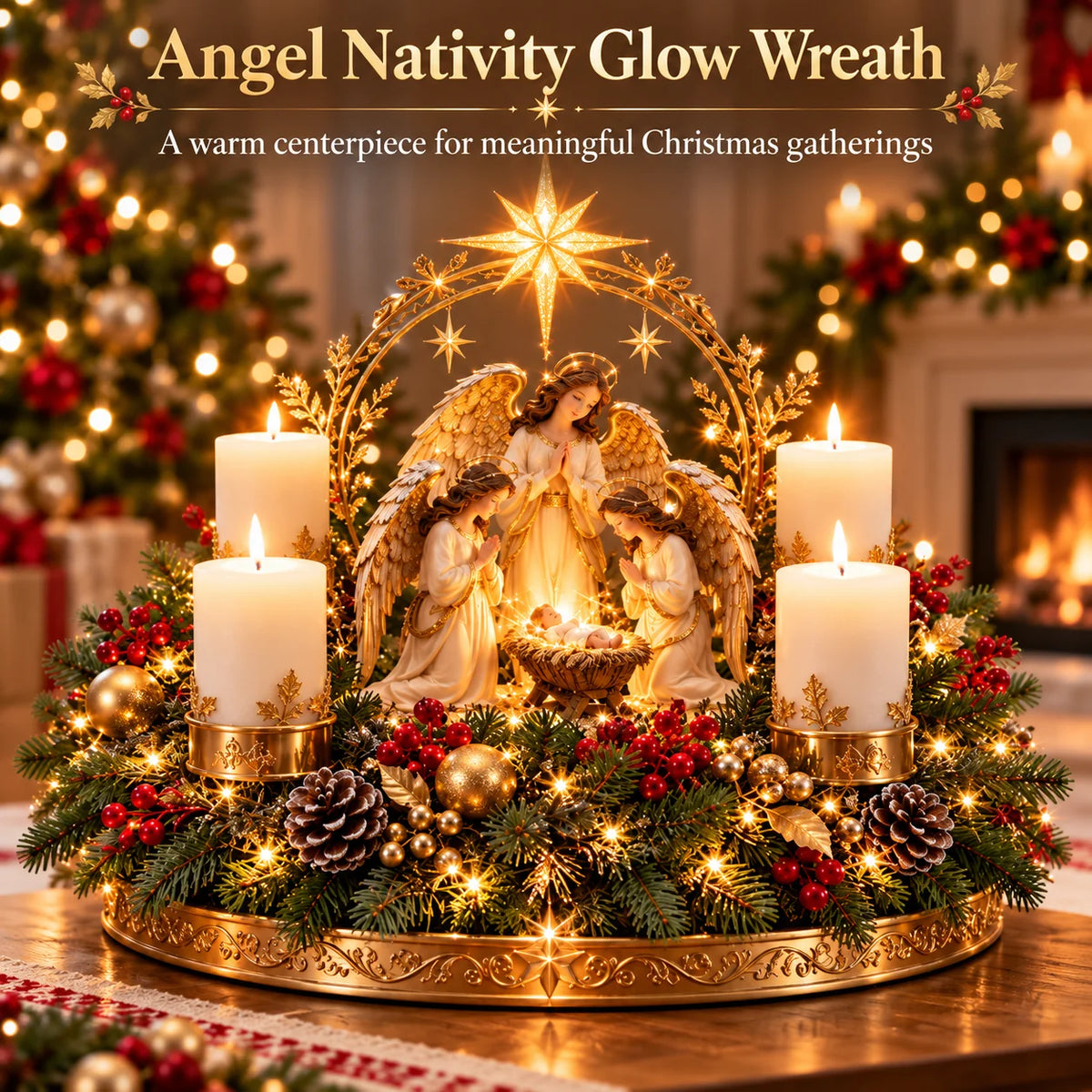 ✨ Lighted Nativity Christmas Centerpiece – Holy Family Advent Candle Decor & Religious Christmas Table Decor
