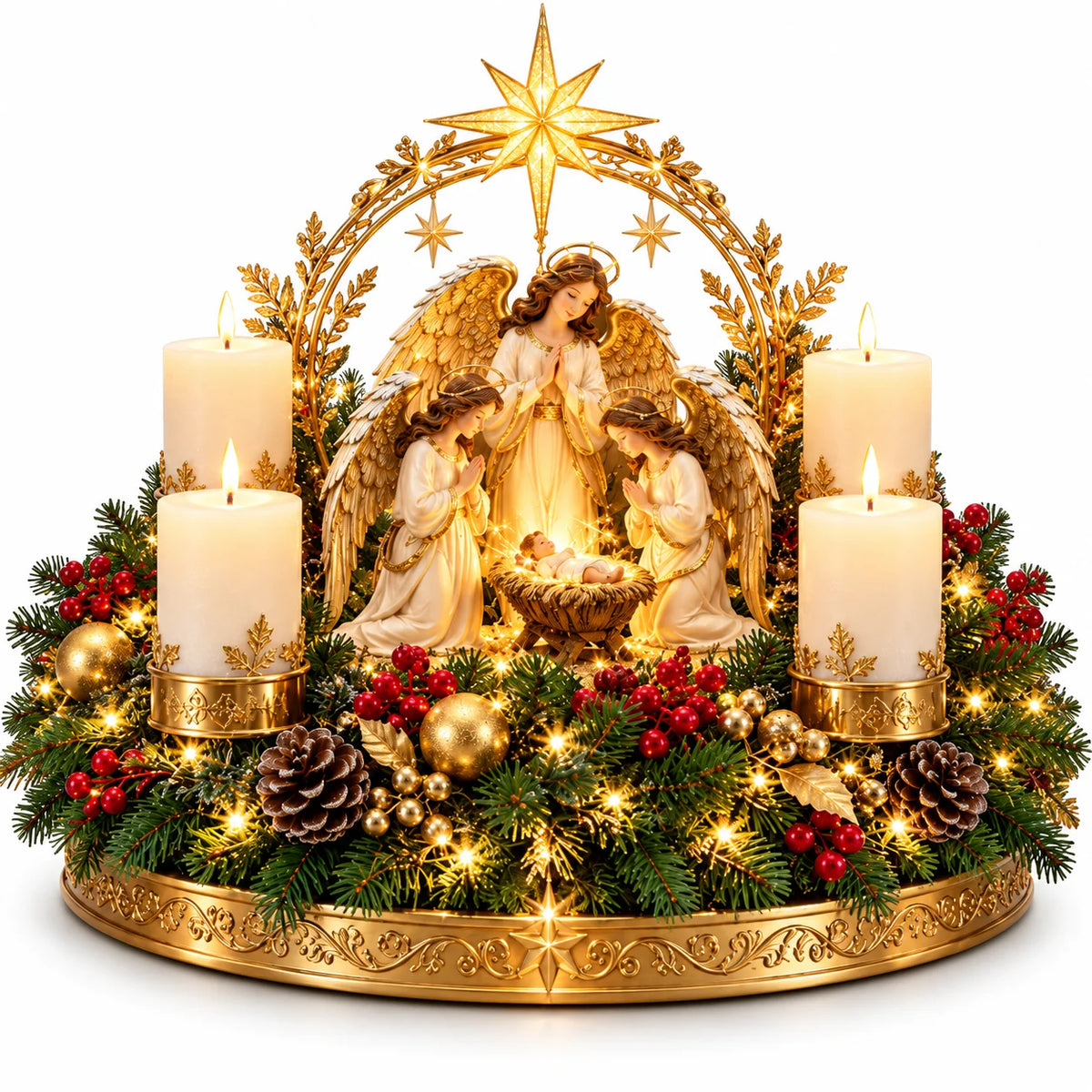 ✨ Lighted Nativity Christmas Centerpiece – Holy Family Advent Candle Decor & Religious Christmas Table Decor