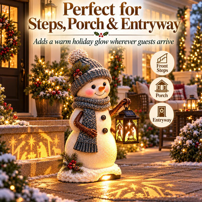 ⛄✨ Snowman Nativity Glow™ – Solar Christmas Step Light with Holy Family Projection 🎄✝️