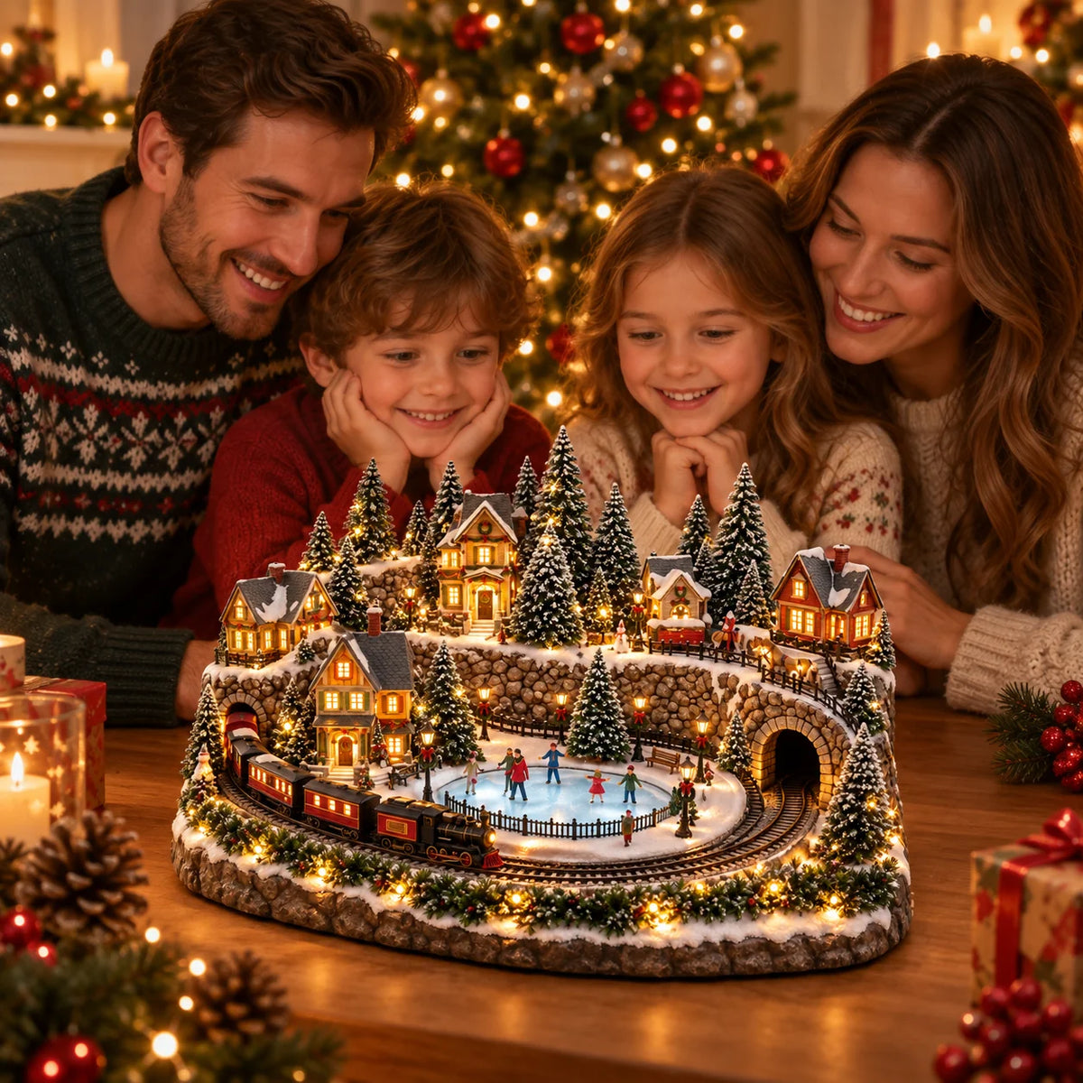 🔥 Last Day 49% Off 🔥 Animated Holiday Train & Ice Rink Scene ✨
