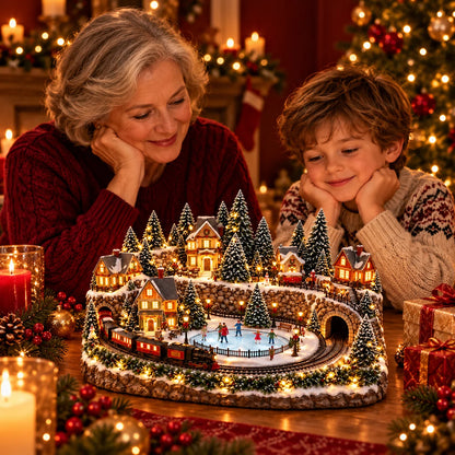 🔥 Last Day 49% Off 🔥 Animated Holiday Train & Ice Rink Scene ✨
