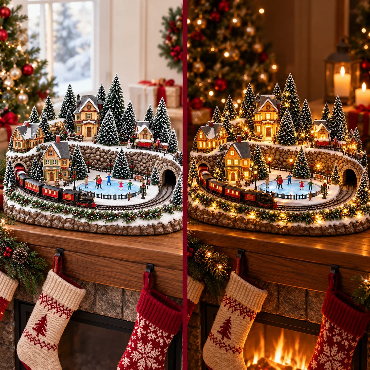 🔥 Last Day 49% Off 🔥 Animated Holiday Train & Ice Rink Scene ✨