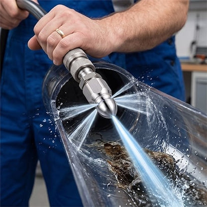 🔧Stainless Steel Powerful Pipe Sewer Cleaning and Unclogging Nozzle
