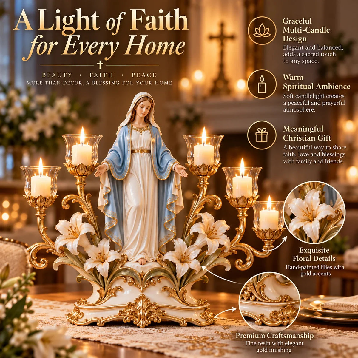 ⭐⭐🕯️ Light Of His Presence — Sacred Christian Candleholder ✝️🤍