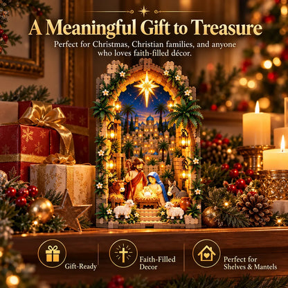 🔥🔥🔥✨ Lighted Bethlehem Nativity Book Nook – Christmas Building Block Display Of Faith