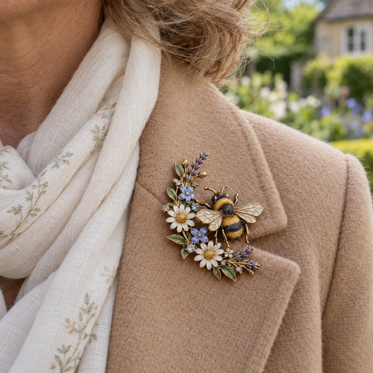 🐝 Bumblebee & Wildflower Meadow Brooch