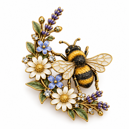 🐝 Bumblebee & Wildflower Meadow Brooch