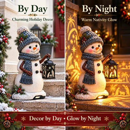 ⛄️🎄snowman Nativity Glow™ – Solar Christmas Step Light With Holy Family Projection🌙