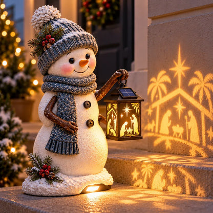 ⛄️🎄snowman Nativity Glow™ – Solar Christmas Step Light With Holy Family Projection🌙