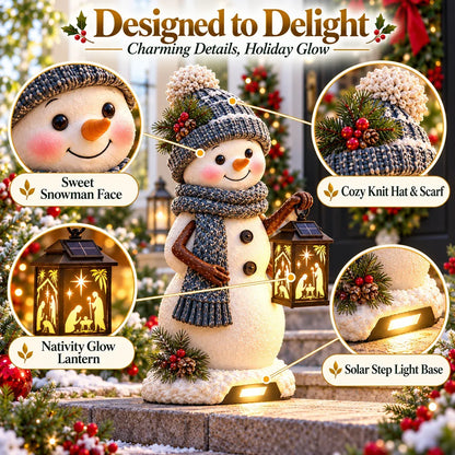 ⛄️🎄snowman Nativity Glow™ – Solar Christmas Step Light With Holy Family Projection🌙