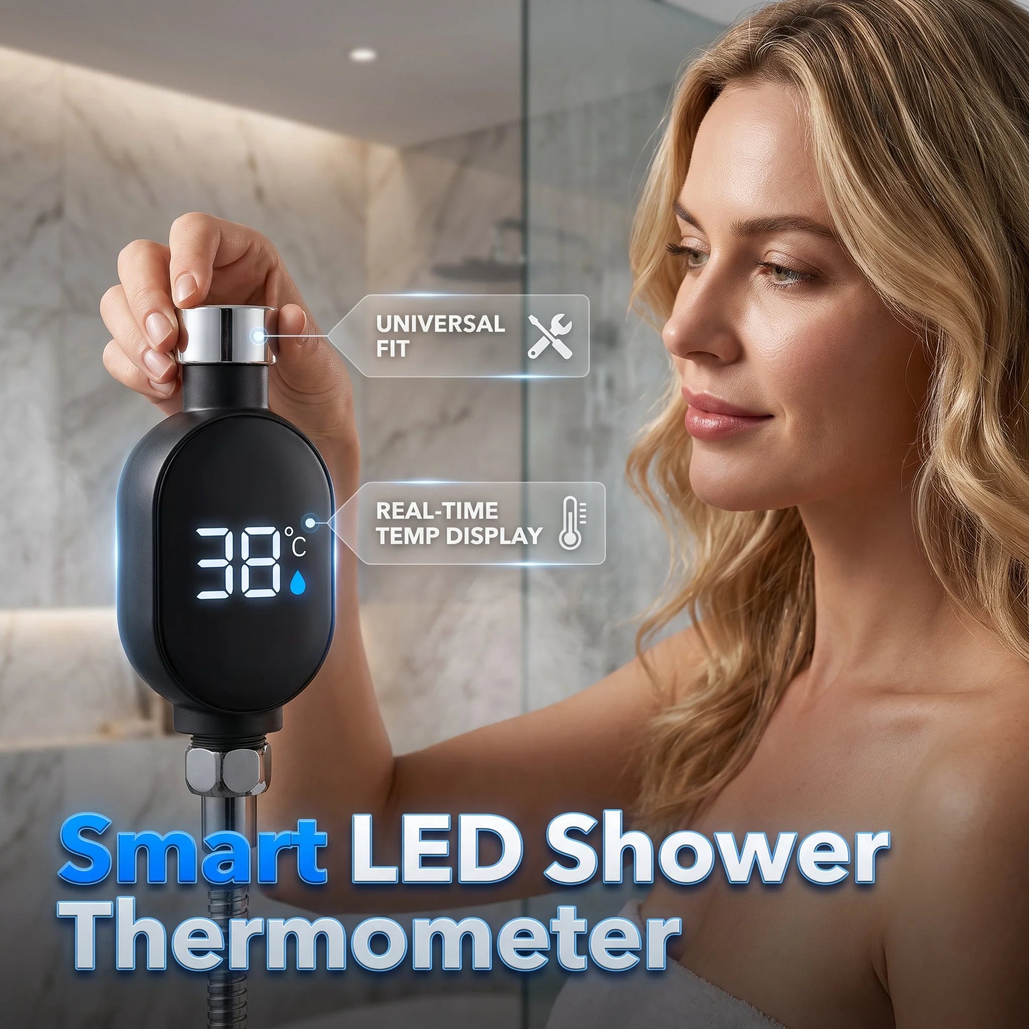Intelligent LED shower thermometer