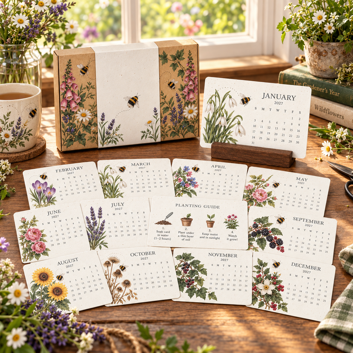 🐝 2027 Wildflower Bee Desk Calendar