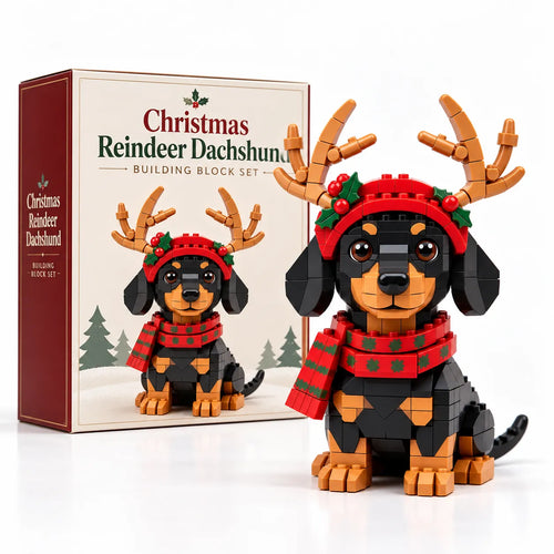 Christmas Reindeer Dachshund Building Block Set