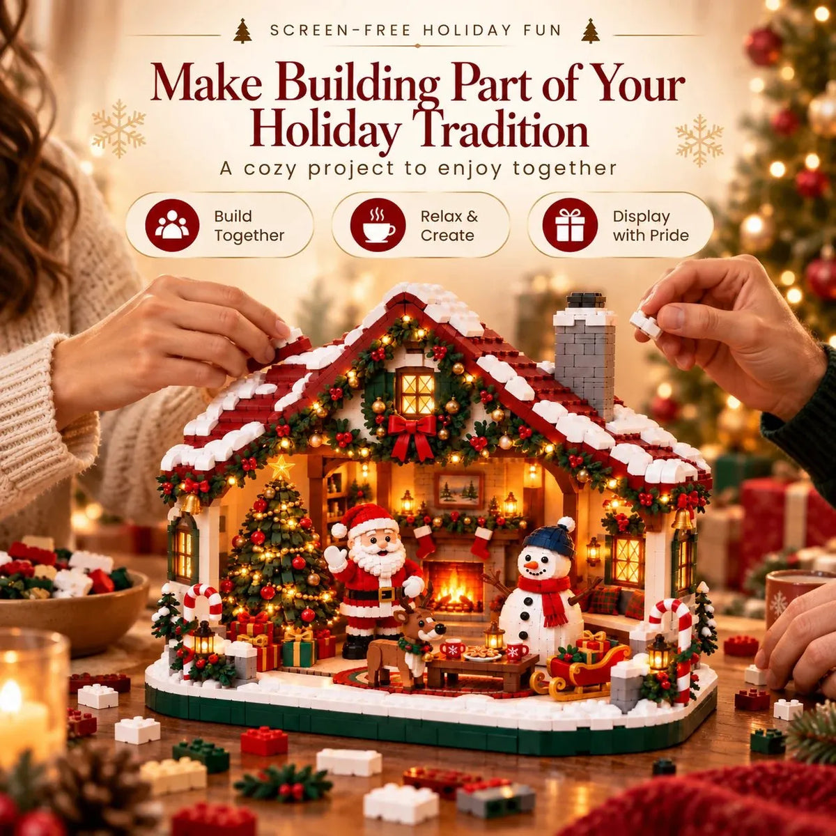 🎄 Cozy Christmas Cottage Building Set – Build Together, Create Memories & Display with Pride