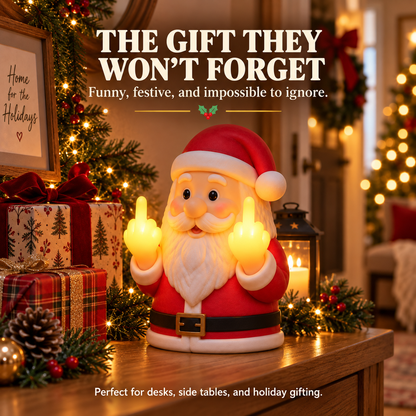Glowing Middle Finger Santa Lamp, Fun Festive Desk Ornament For Holiday