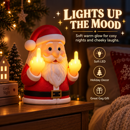 Glowing Middle Finger Santa Lamp, Fun Festive Desk Ornament For Holiday