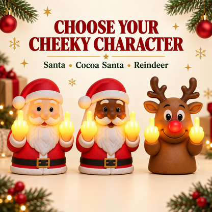 Glowing Middle Finger Santa Lamp, Fun Festive Desk Ornament For Holiday