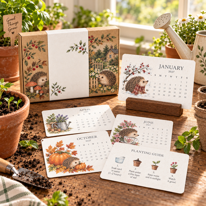 🦔 2027 Hedgehog Cottage Desk Calendar