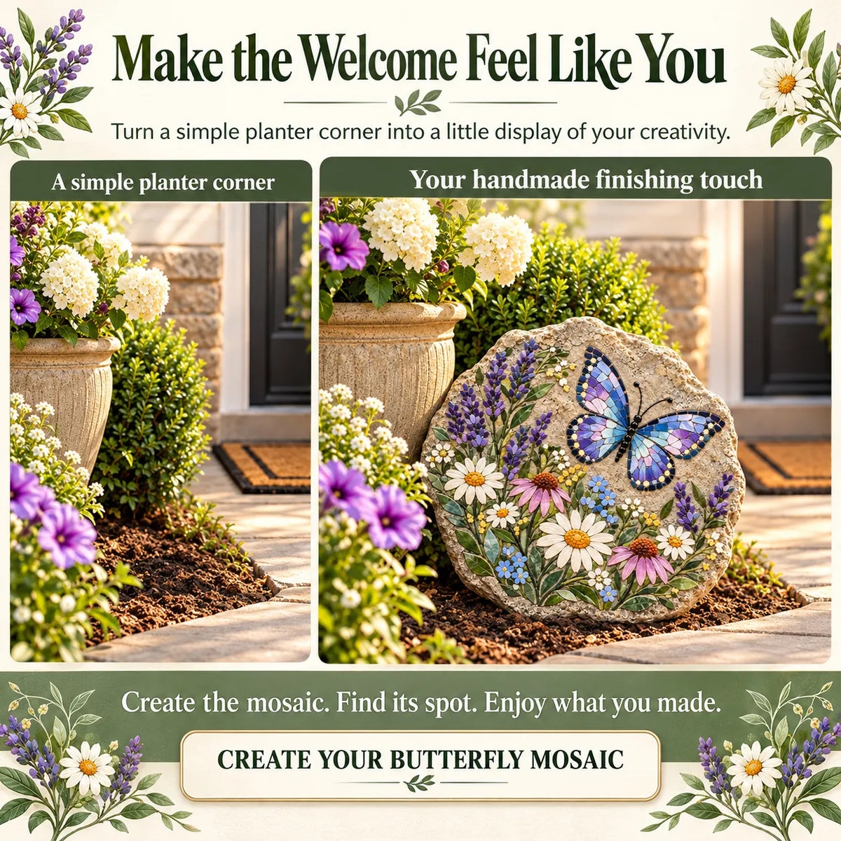 ⏳ Last Day 49% Off – 🦋 Beginner-friendly Butterfly Wildflower Mosaic Diy Kit | Complete Kit With Pre-cut Tiles, Adhesive, Grout, Tools & Guide 🌼
