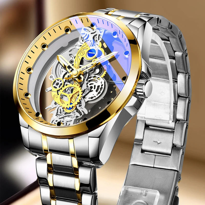 ⌚ Double-sided Skeleton Watch – Non-mechanical Tourbillon, Luminous, 30m Waterproof ✨